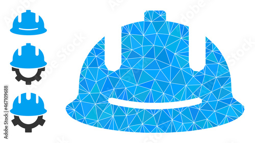 Low-poly construction helmet icon, and other icons. Polygonal construction helmet vector designed with chaotic triangles.