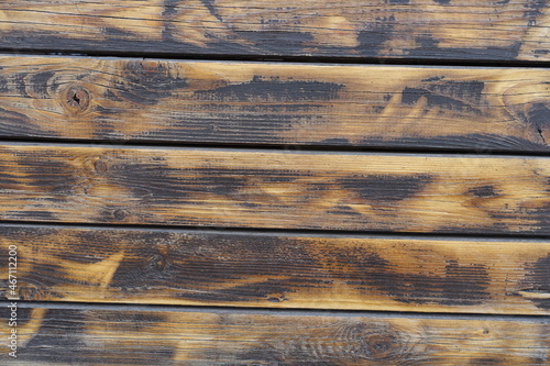 Background - wall made of burnt and brushed wooden planks photo