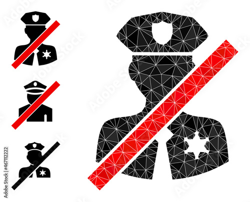Low-poly stop police patrol icon, and other icons. Polygonal stop police patrol vector is designed of random triangles. Flat geometric polygonal symbol is created from stop police patrol icon.