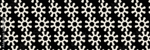 Background pattern with elements on a black background in retro style. Seamless pattern, texture
