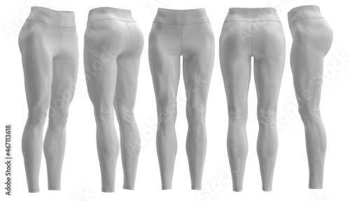 Women’s leggings mockup, isolated on a gray background. 3D realistic, sport, training COLOR [ WHITE ]