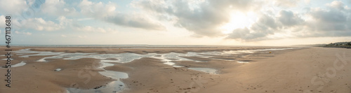 Panoramic of Omaha Beach at sunrise  Normandy  France