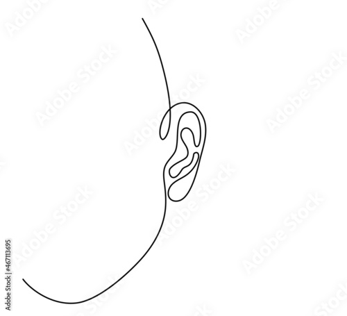 Fotobehang Human ear continuous one line drawing