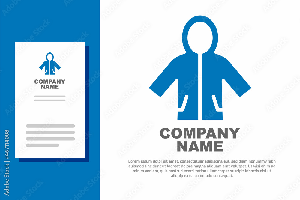 Blue Raincoat icon isolated on white background. Logo design template element. Vector Blue Raincoat icon isolated on white background. Logo design template element. Vector