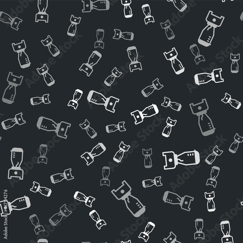 Grey Blender icon isolated seamless pattern on black background. Kitchen electric stationary blender with bowl. Cooking smoothies  cocktail or juice. Vector