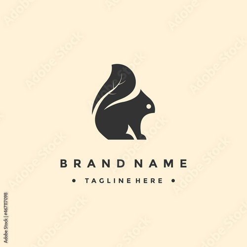 Squirrel Logo silhouette design vector template.