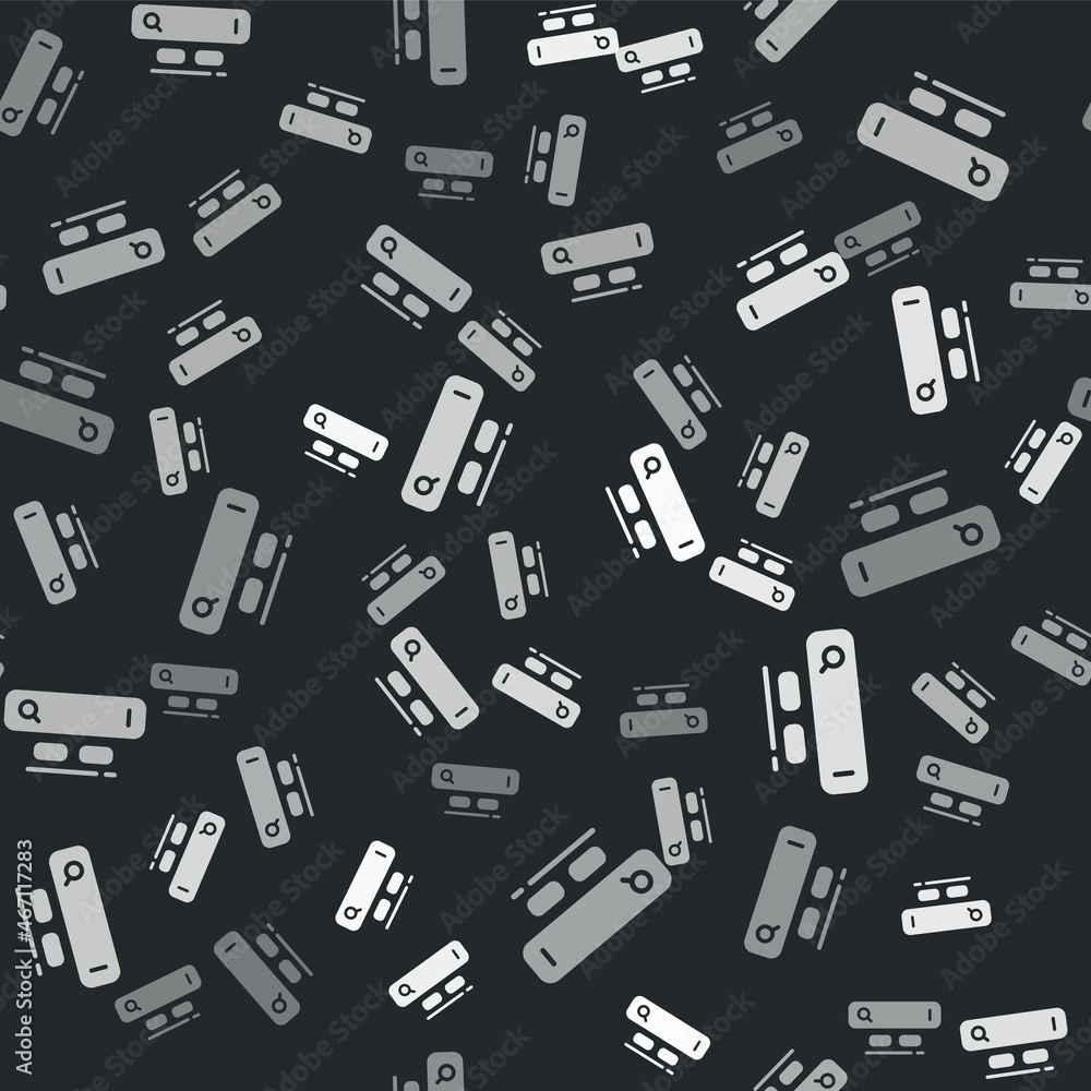 Grey Search engine icon isolated seamless pattern on black background. Vector Grey Search engine icon isolated seamless pattern on black background. Vector