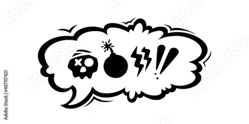 Swearing speech bubble censored with symbols. Hand drawn swear words in text bubbles to express exclamation and harsh mood. Vector illustration isolated in white background