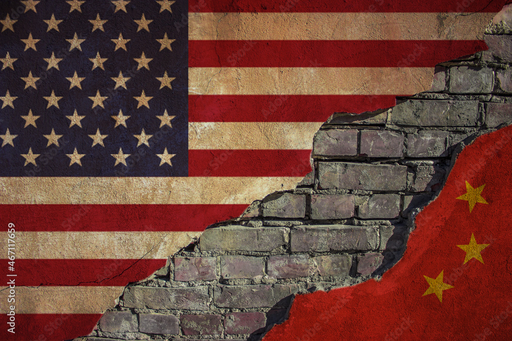 Flags Of Usa And China Concept For Relations Between Countries Flags Of Usa And China Concept For Relations Between Countries