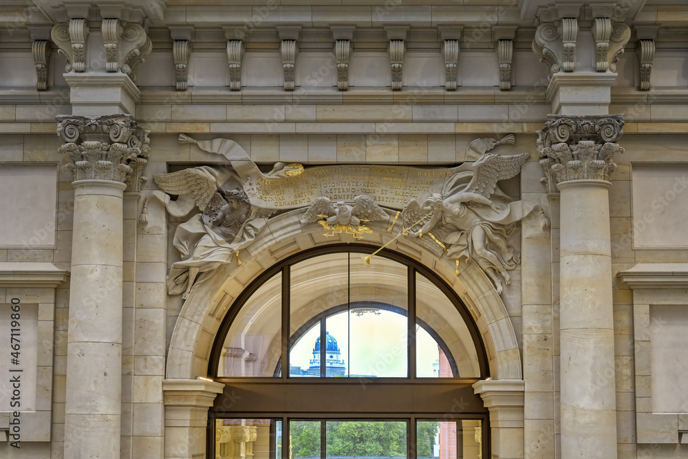 Detail of the Baroque gate in the Foyer, The Berlin Palace or Humboldt Forum, Unter den Linden, Berlin, Germany