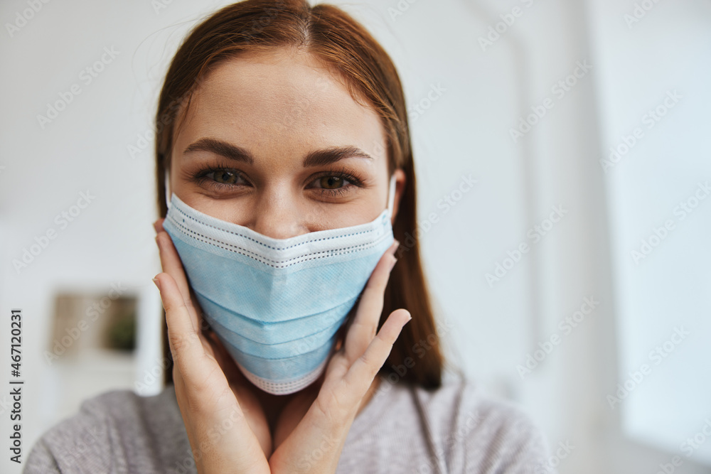 woman wearing medical mask protection health care woman wearing medical mask protection health care