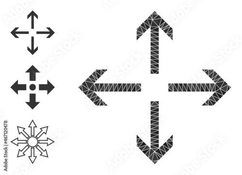 lowpoly expand arrows icon, and similar icons. Polygonal expand arrows vector constructed from randomized triangles. Flat geometric lowpoly symbol created from expand arrows icon.