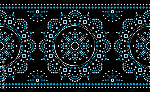 Mandala Australian dot paiting mandala seamless pattern - vector design, Aboriginal traditional decorative ornament