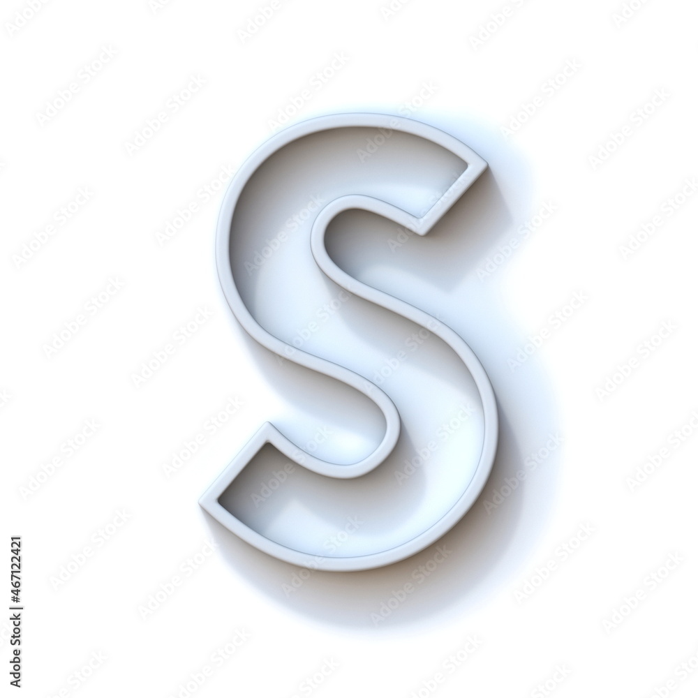 Grey extruded outlined font with shadow Letter S 3D
