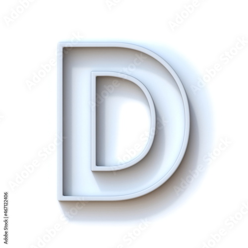 Grey extruded outlined font with shadow Letter D 3D