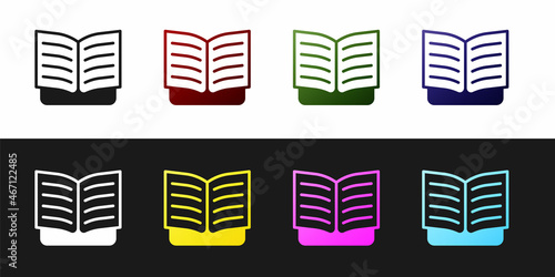 Set Open book icon isolated on black and white background. Vector