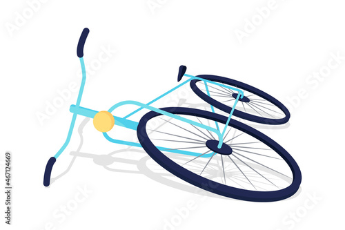Broken bike semi flat color vector object. Full sized item on white. Check bike for damage. Buying used and new bicycle isolated modern cartoon style illustration for graphic design and animation