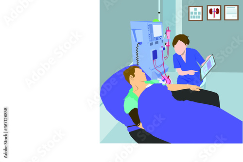 Nurse teaching patients during dialysis.