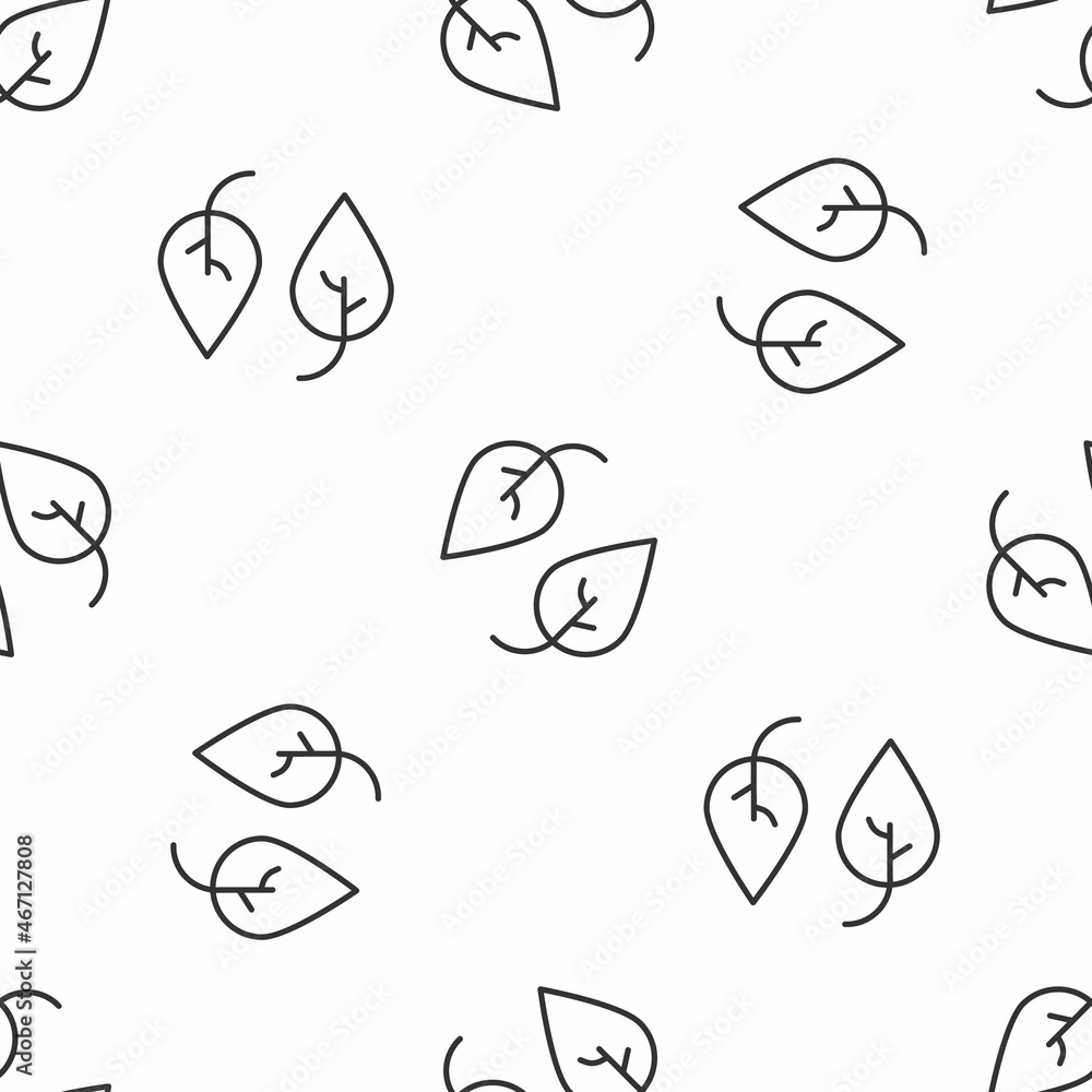 Grey line Leaf icon isolated seamless pattern on white background. Leaves sign. Fresh natural product symbol. Vector Grey line Leaf icon isolated seamless pattern on white background. Leaves sign. Fresh natural product symbol. Vector