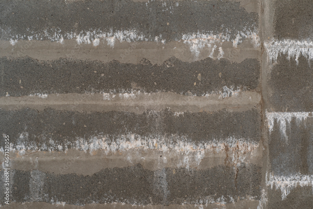 Concrete block wall during construction. The inner wall of the living