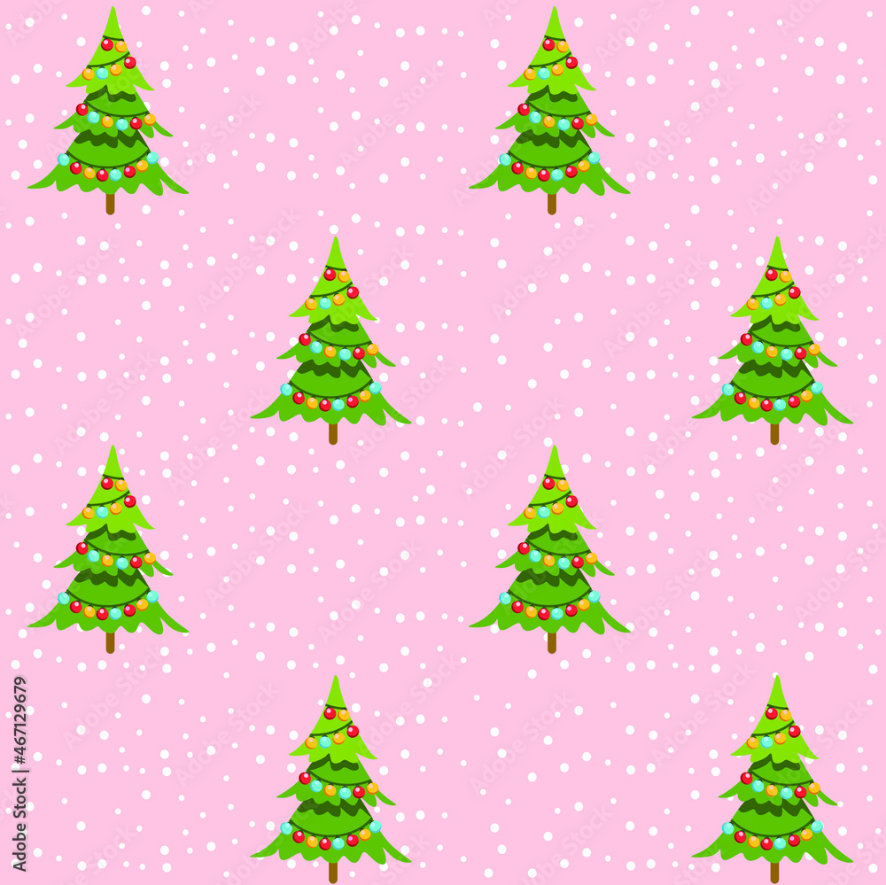 Fototapeta premium Christmas tree pattern. Vector illustration in a childish hand-drawn Scandinavian style. Fir-tree forest. 