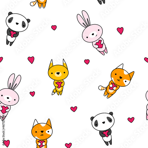 animal collection cute baby character illustration print