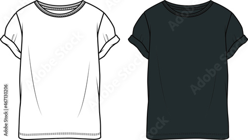 Unisex t shirt - T shirt vector template, Men T-Shirt Mockup Template Vector, 
T Shirt Design, Flat Sketch Template. You can use it as a base in your collection.