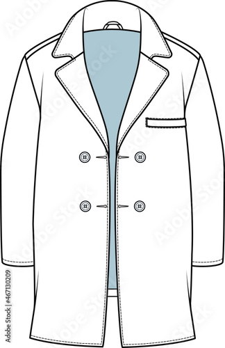 Men's coat VECTOR, trench coat, OUTER Fashion technical drawings flat Sketches vector template