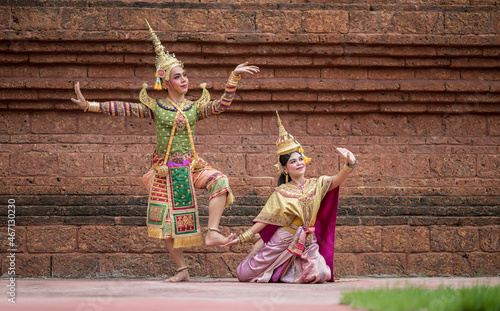 Thailand Dancing in masked Khon performances photo