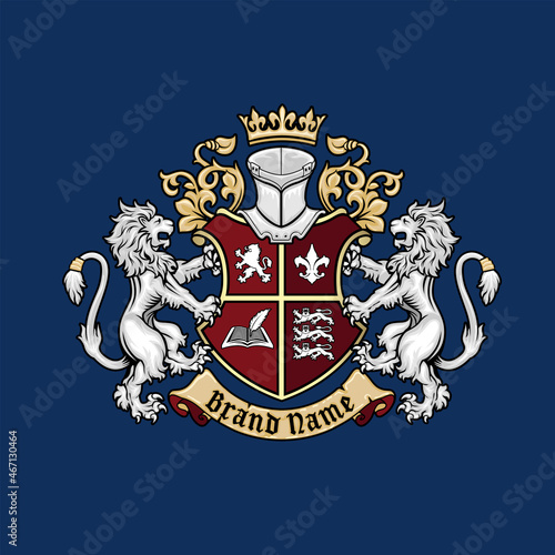 Royel Coat of Arms luxury lion Emblem Logo Template
