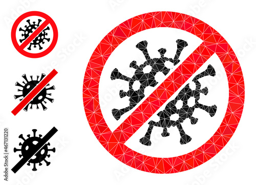Low-poly stop covid-19 virus icon, and similar icons. Polygonal stop covid-19 virus vector is combined of randomized triangles.