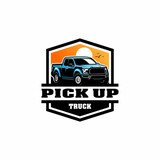 pick up truck adventure logo design isolated