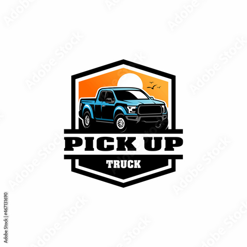 pick up truck adventure logo design isolated
