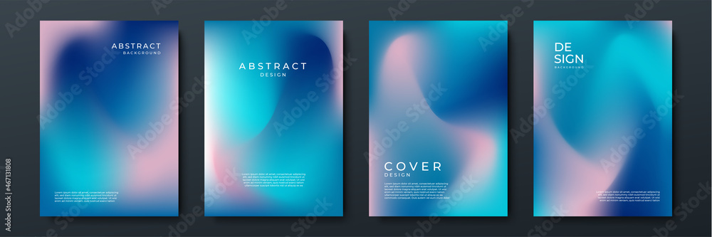 Fototapeta premium Blurred backgrounds set with modern abstract blurred color gradient patterns. Smooth templates collection for brochures, posters, banners, flyers and cards. Vector illustration.
