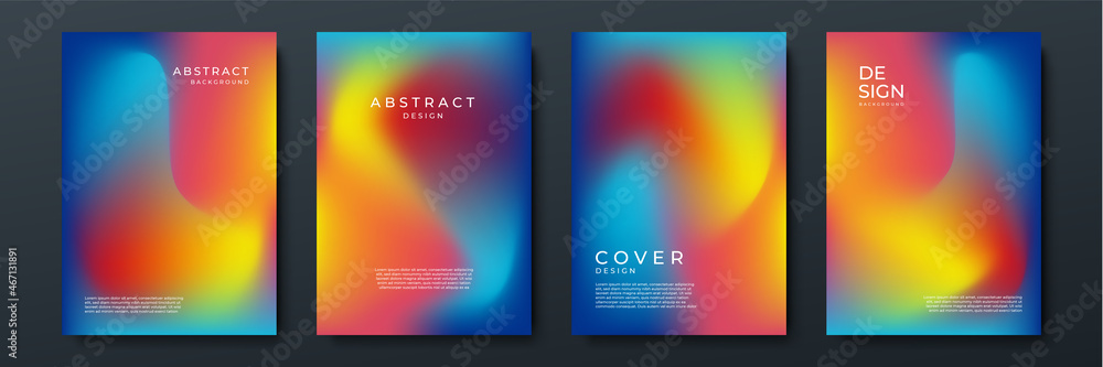 Fototapeta premium Blurred vivid vibrant gradient color backgrounds set with modern abstract blurred color gradient patterns. Templates collection for brochures, posters, banners, flyers and cards. Vector illustration.