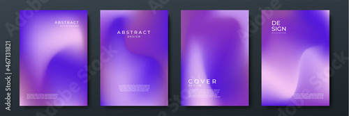 Blurred backgrounds set with modern abstract blurred color gradient patterns. Smooth templates collection for brochures, posters, banners, flyers and cards. Vector illustration.