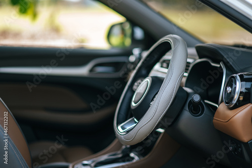 steering wheel in the car © Johnstocker