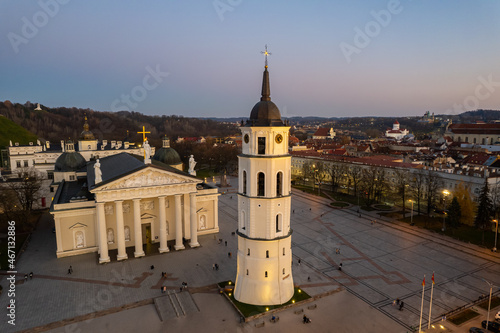 Aerial autumn fall sunset view of Vilnius old town  Lithuania