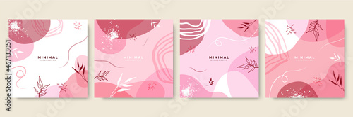 Trendy abstract square art templates with floral and geometric elements. Tan, nude champagne, peach, pink, brown, beige, Design for social media post, mobile apps\, banner design and web/internet ad.