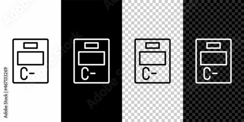 Set line Exam paper with incorrect answers survey icon isolated on black and white, transparent background. Bad mark of test results. Vector
