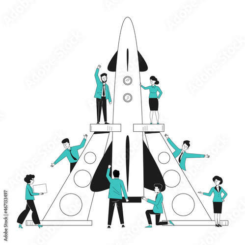 Innovation startup team. Company teamwork corporate project starting