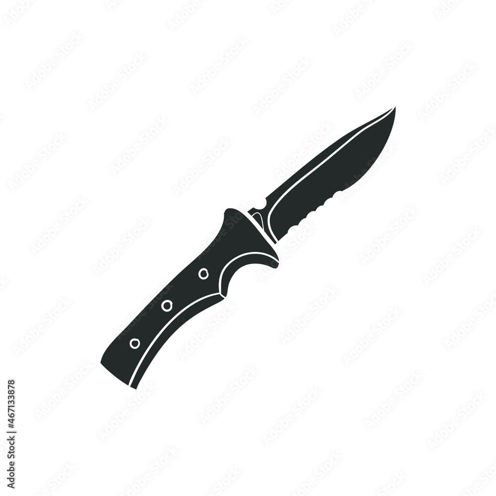 Knife Adventure Icon Silhouette Illustration. Survival Blade