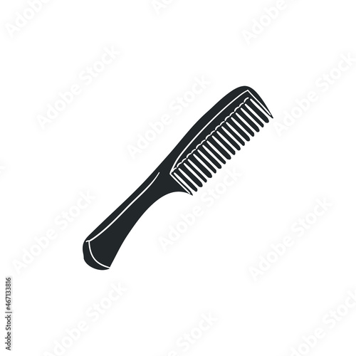 Hair Comb Icon Silhouette Illustration. Hairdresser Fashion Vector Graphic Pictogram Symbol Clip Art. Doodle Sketch Black Sign.