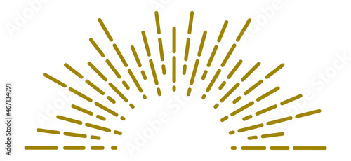 Retro sunburst badge. Golden light rays. Semi circle shape