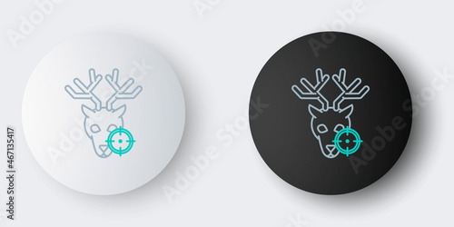 Line Hunt on deer with crosshairs icon isolated on grey background. Hunting club logo with deer and target. Rifle lens aiming a deer. Colorful outline concept. Vector