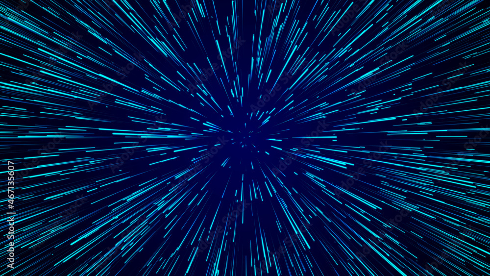 Obraz premium Abstract circular light speed background. Dynamic lines. Futuristic explosion of light. Colored rays in motion. Transfer of big data cyberspace. 3D rendering.