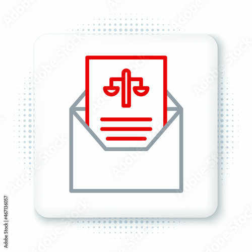 Line Subpoena icon isolated on white background. The arrest warrant, police report, subpoena. Justice concept. Colorful outline concept. Vector