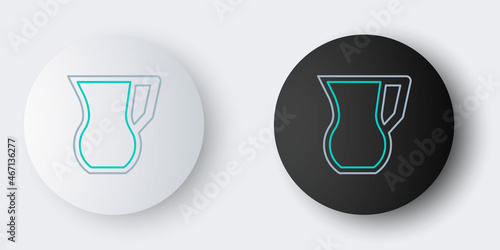 Line Jug glass with water icon isolated on grey background. Kettle for water. Glass decanter with drinking water. Colorful outline concept. Vector