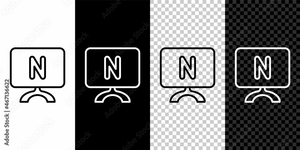 Set line Smart Tv icon isolated on black and white, transparent background. Television sign. Vector Set line Smart Tv icon isolated on black and white, transparent background. Television sign. Vector