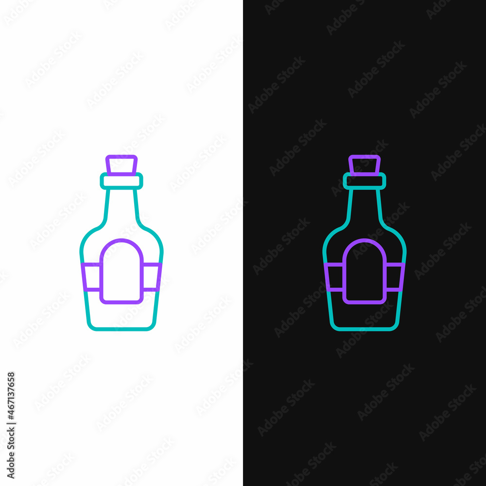 Line Alcohol drink Rum bottle icon isolated on white and black background. Colorful outline concept. Vector Line Alcohol drink Rum bottle icon isolated on white and black background. Colorful outline concept. Vector